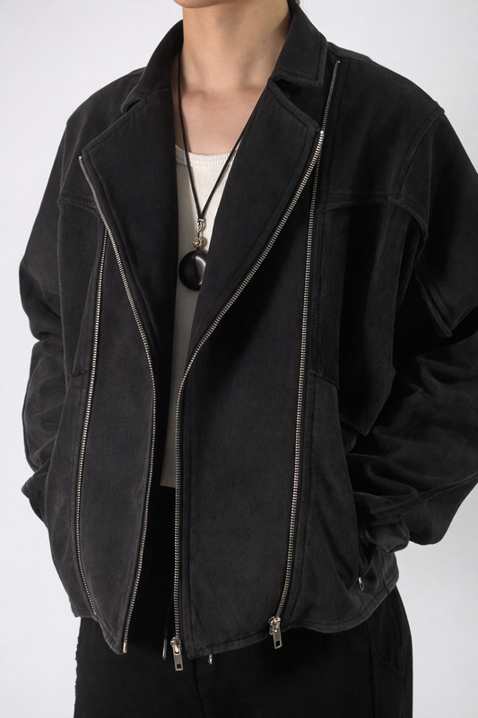 “ROCK TRACE” Multi-Form Zip Biker Jacket