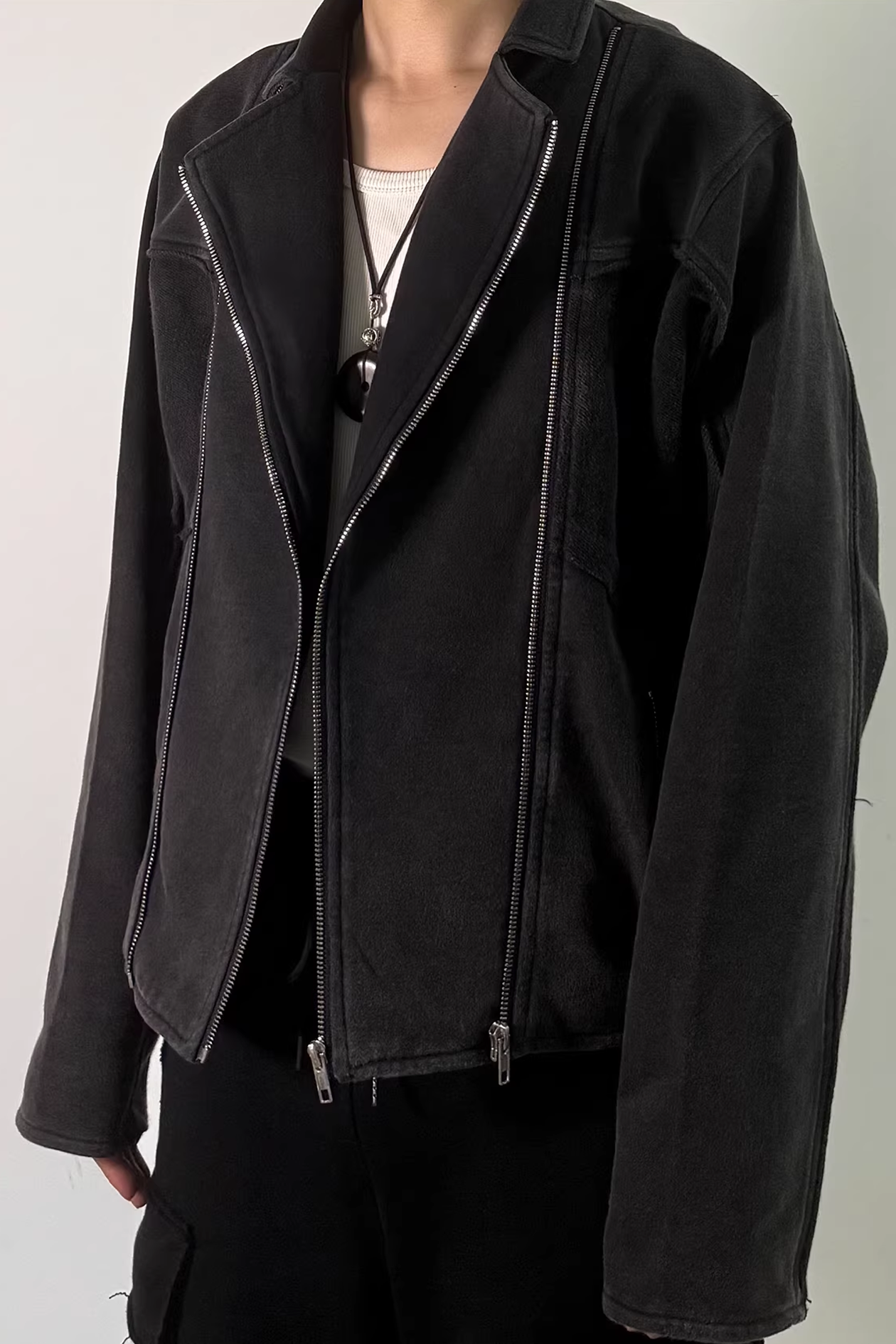 “ROCK TRACE” Multi-Form Zip Biker Jacket